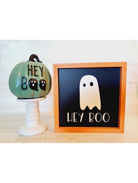 Other - Hey BOO Pumpkin Halloween Ghost Whimsical Minimalist Boo Basket Rustic Farmhouse